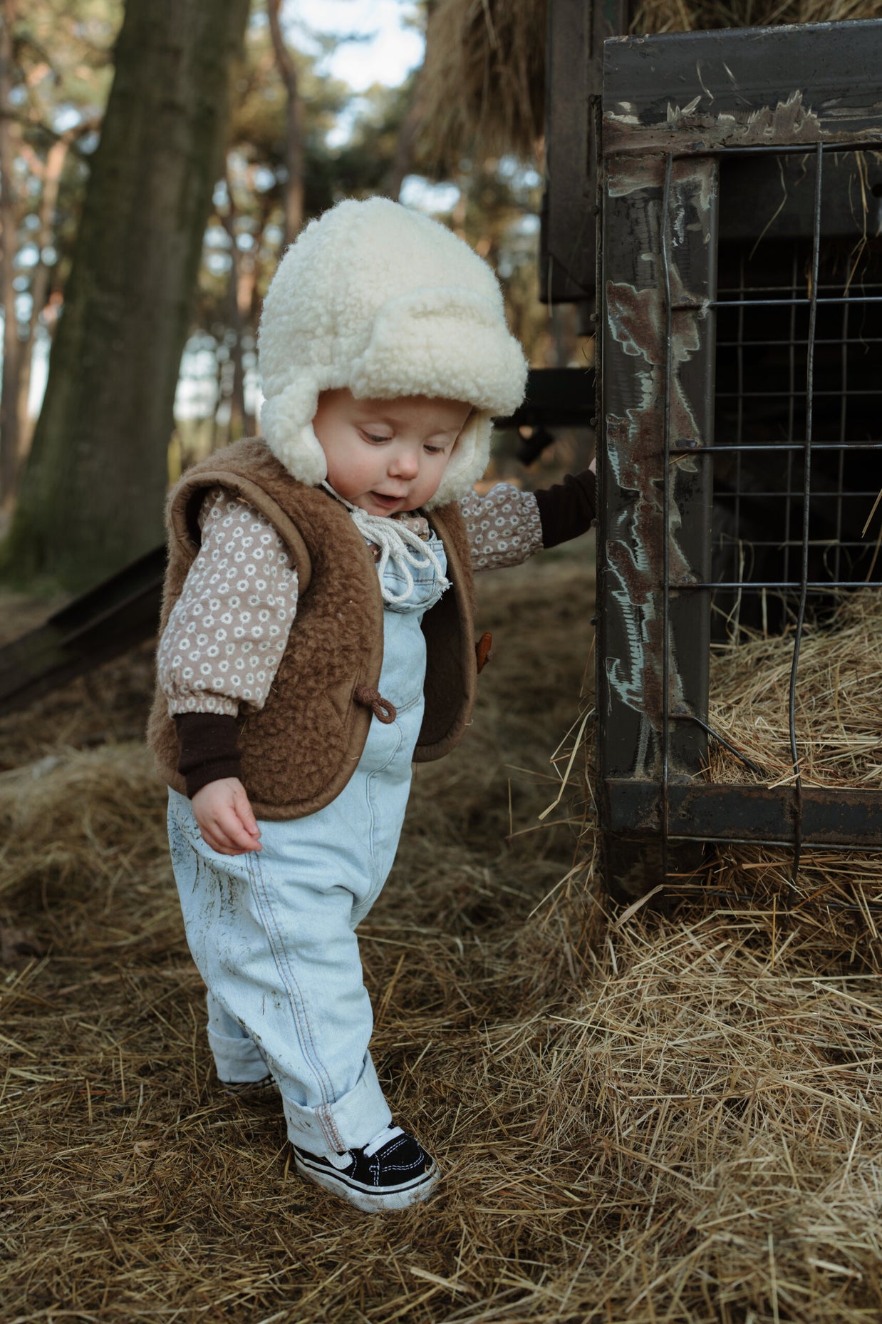 Merino wollen bodywarmer kind - Donkerbruin