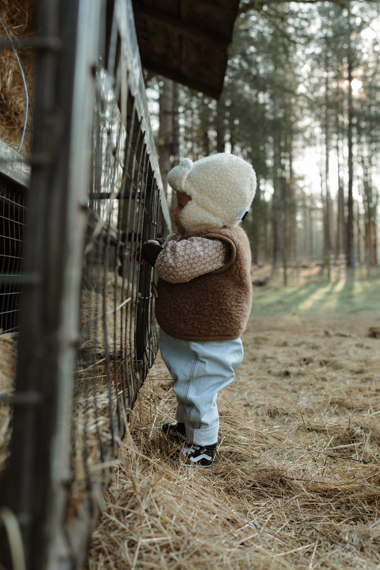 Merino wollen bodywarmer kind - Donkerbruin