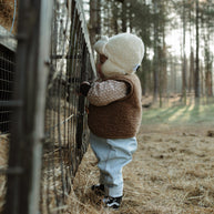 Merino wollen bodywarmer kind - Donkerbruin