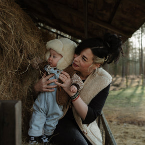 Merino wollen bodywarmer kind - Donkerbruin