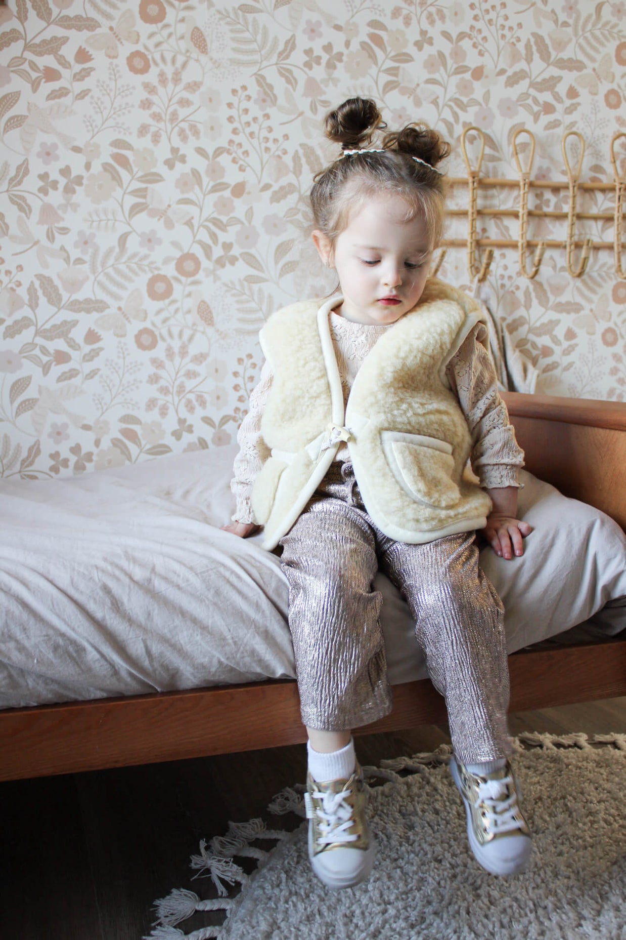 Merino wollen bodywarmer kind - Beige