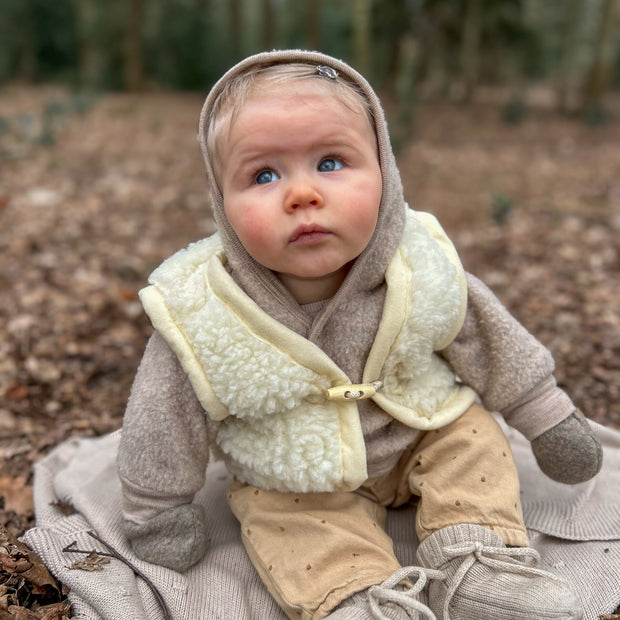 Merino wollen bodywarmer kind - Beige