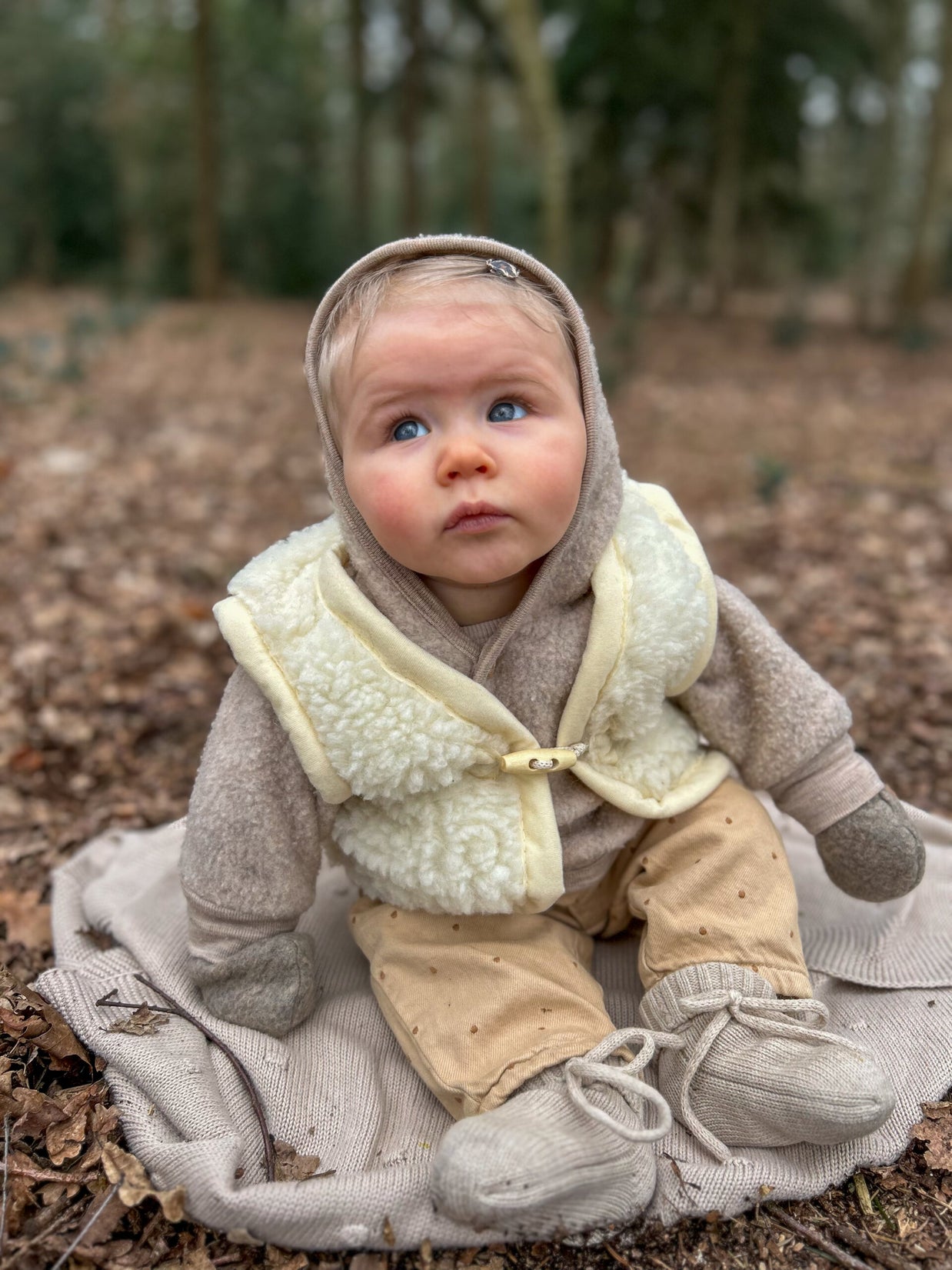 Merino wollen bodywarmer kind - Beige