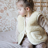 Merino wollen bodywarmer kind - Beige