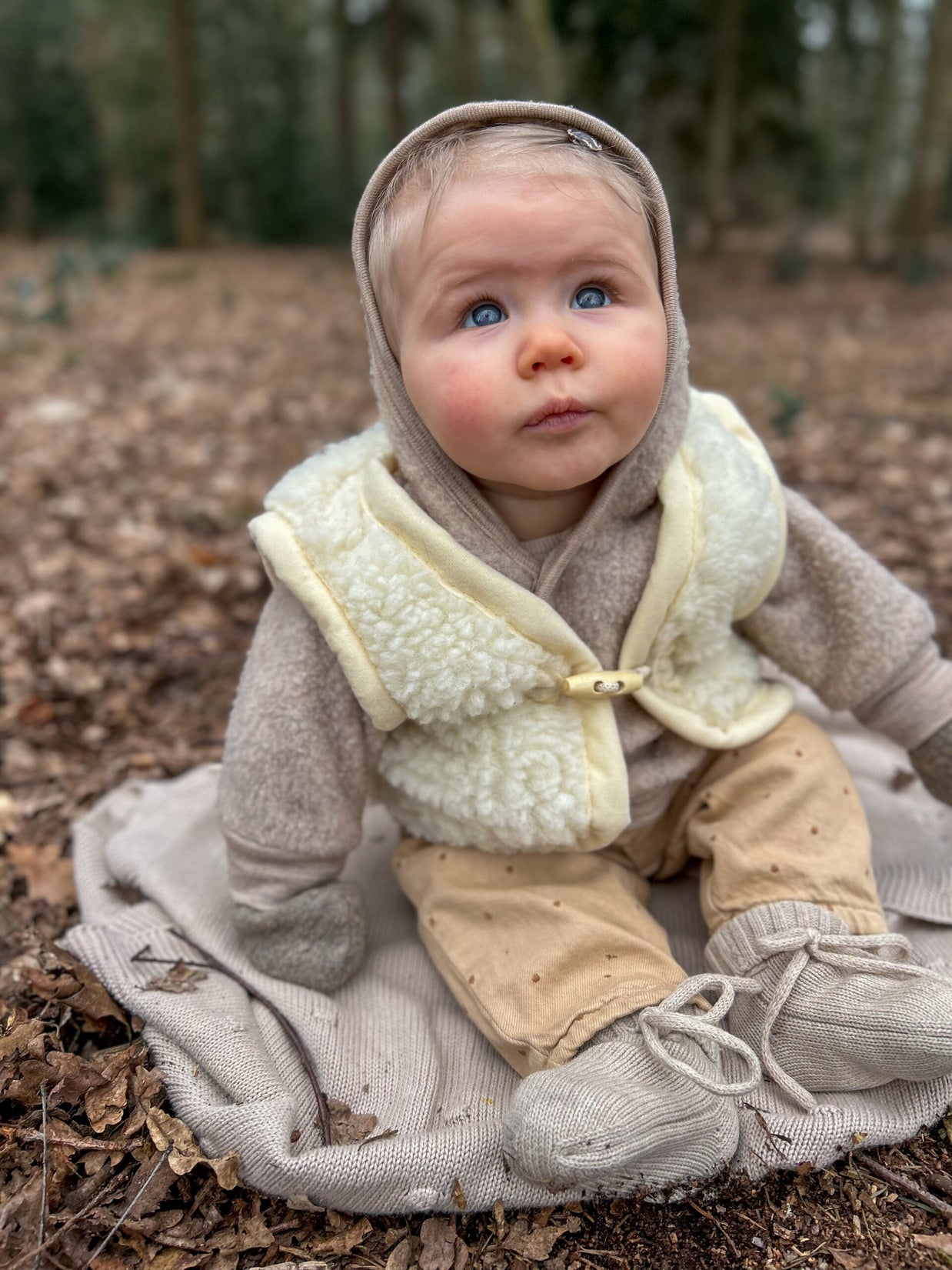 Merino wollen bodywarmer kind - Beige