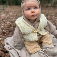 Merino wollen bodywarmer kind - Beige