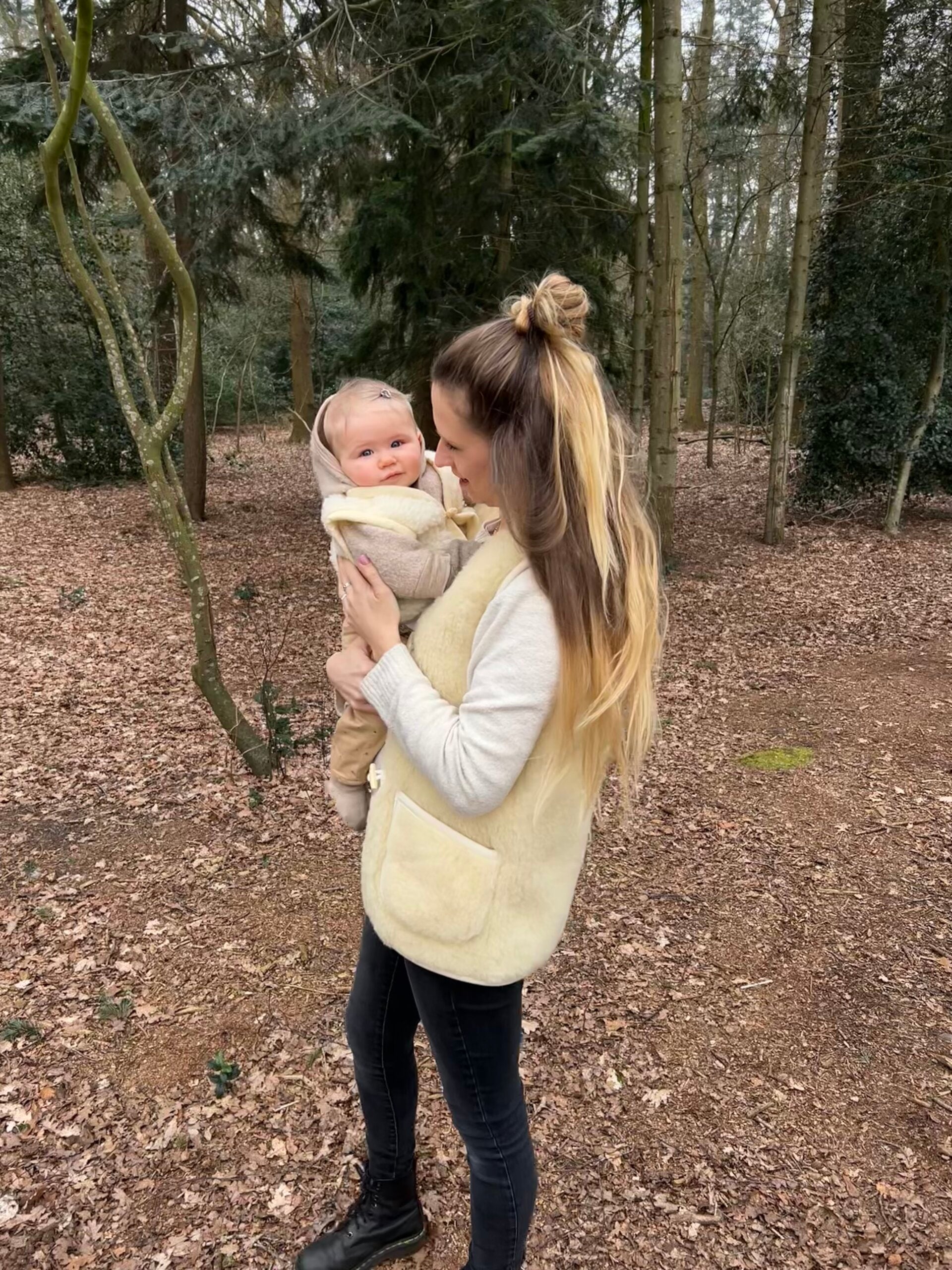 Merino wollen bodywarmer kind - Beige