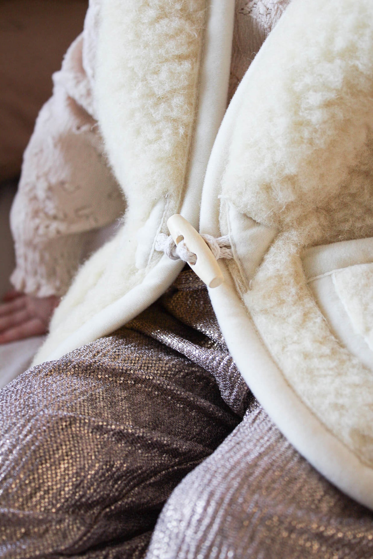 Merino wollen bodywarmer kind - Beige