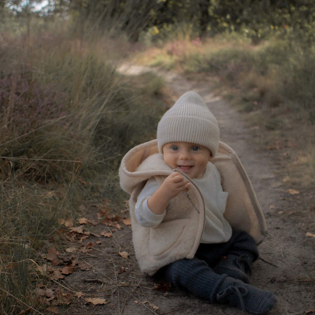 Merino wollen bodywarmer met capuchon kind