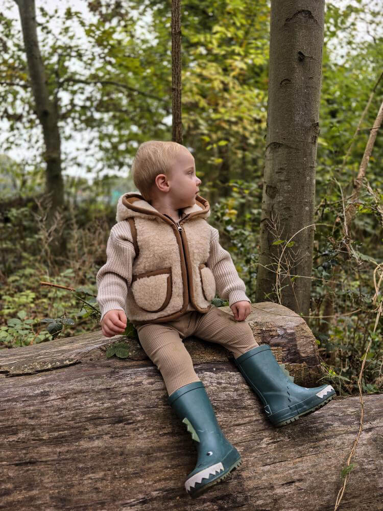 Merino wollen bodywarmer met capuchon kind