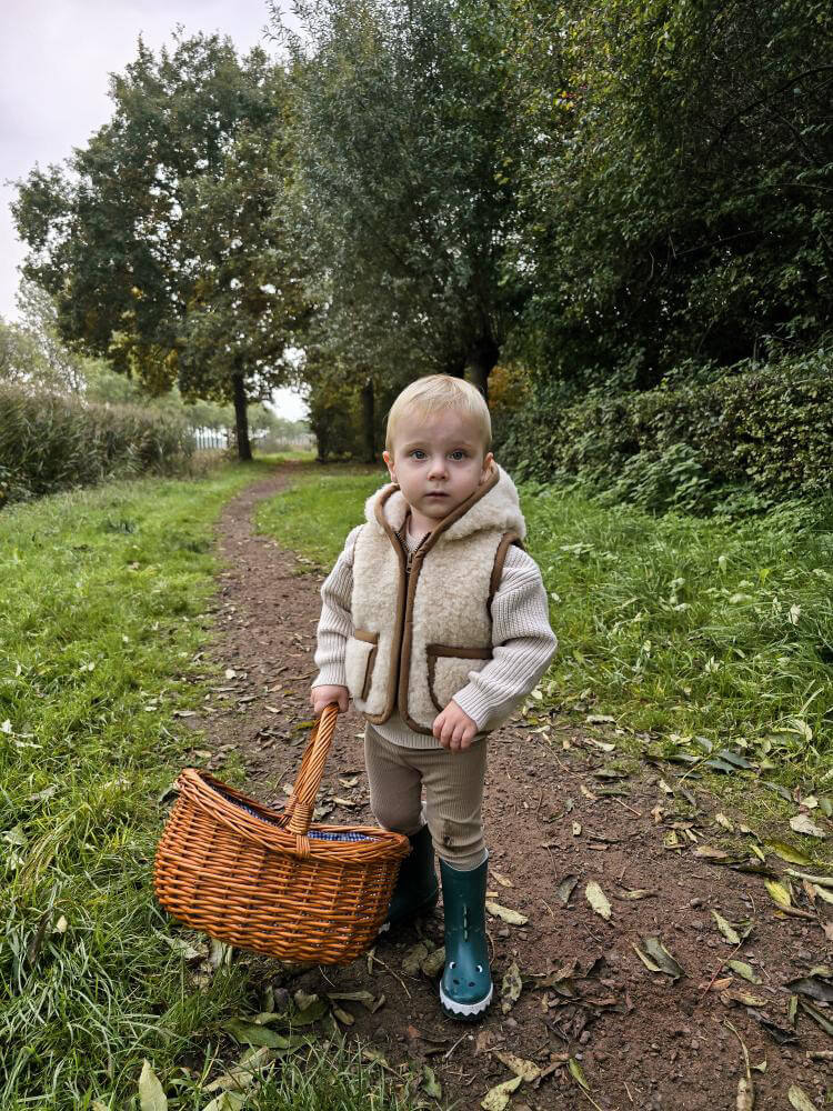 Merino wollen bodywarmer met capuchon kind