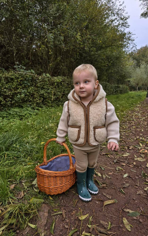 Merino wollen bodywarmer met capuchon kind