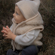 Merino wollen bodywarmer met capuchon kind