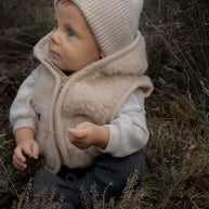 Merino wollen bodywarmer met capuchon kind