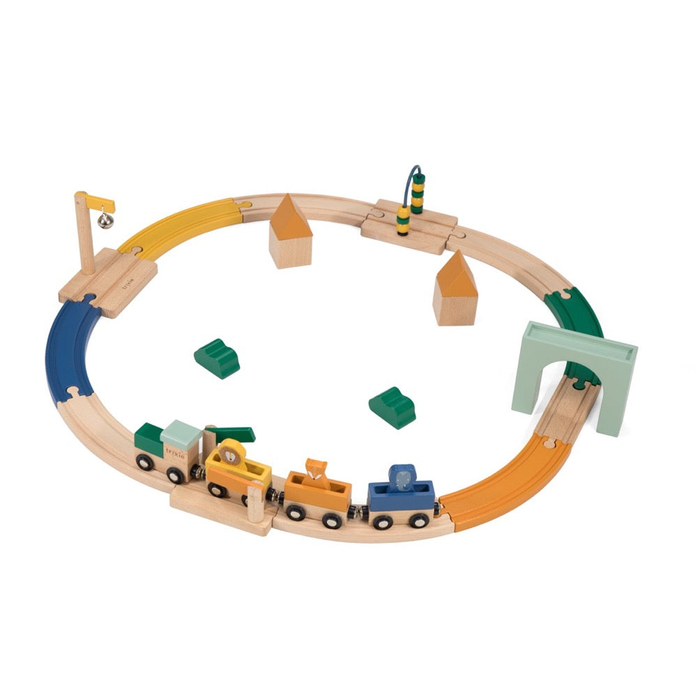 Trixie Houten Treinbaan met kleurrijke trein en diverse accessoires voor spel en motoriek