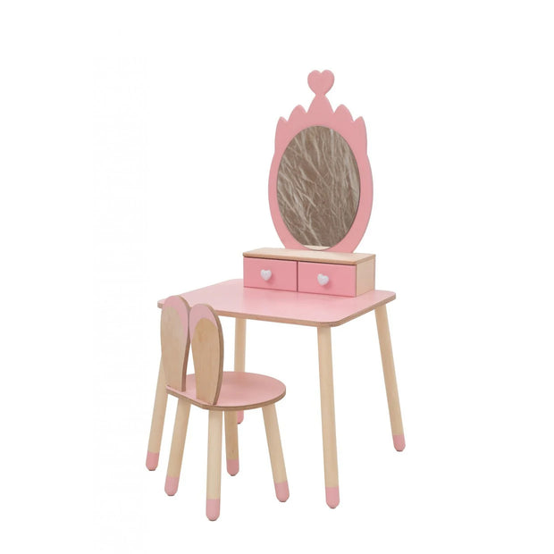 Make-up tafel incl stoel en spiegel - Roze