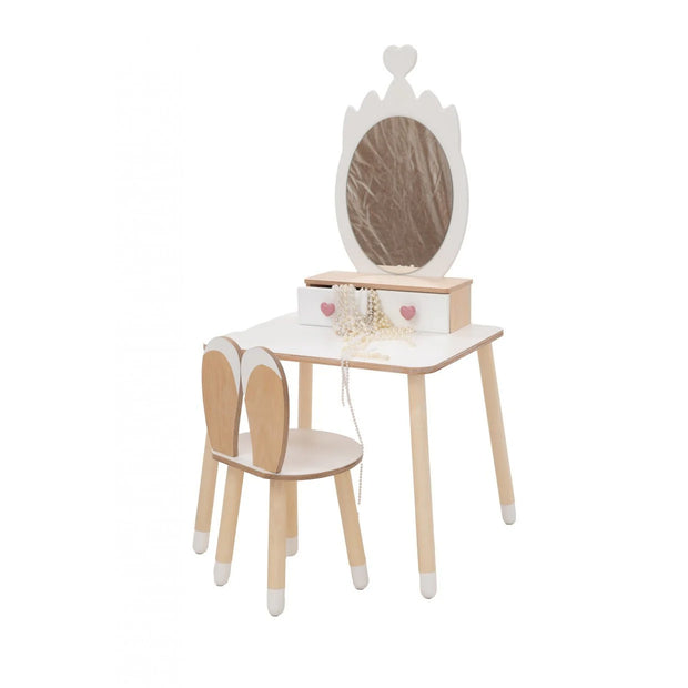 Make-up tafel incl stoel en spiegel - Wit