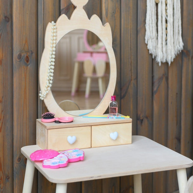 Make-up tafel incl stoel en spiegel - Hout