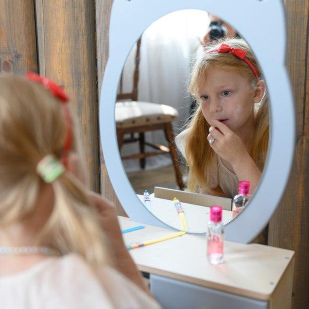 Make-up tafel incl stoel en spiegel - Grijs