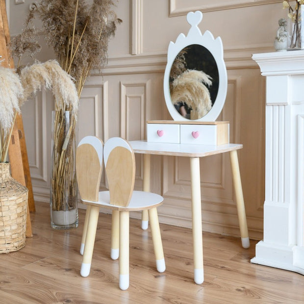 Make-up tafel incl stoel en spiegel - Wit