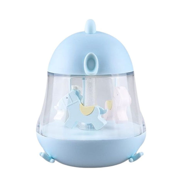 Rabbit & Friends Nachtlampje Carousel en Muziek blauw met draaiende paardjes en rustgevende melodie