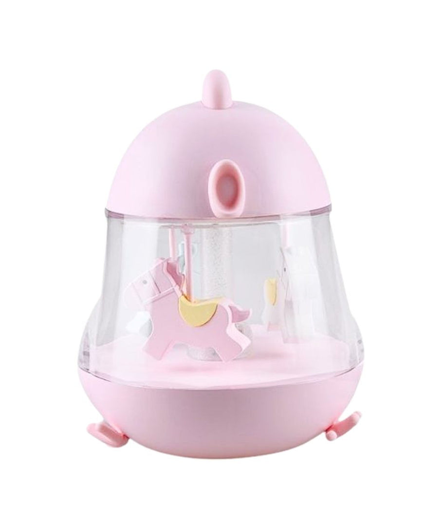 Rabbit & Friends Nachtlampje Carousel en Muziek roze met draaiende paardjes en licht