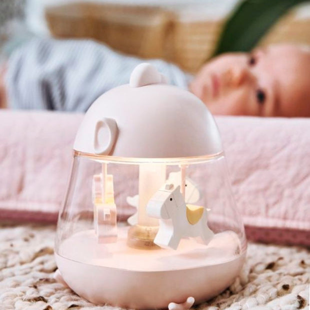 Nachtlampje carousel en muziek - Roze
