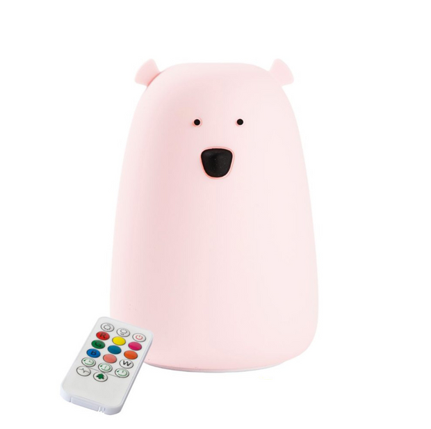 Rabbit & Friends siliconen lamp Grote Beer roze met afstandsbediening en zacht licht