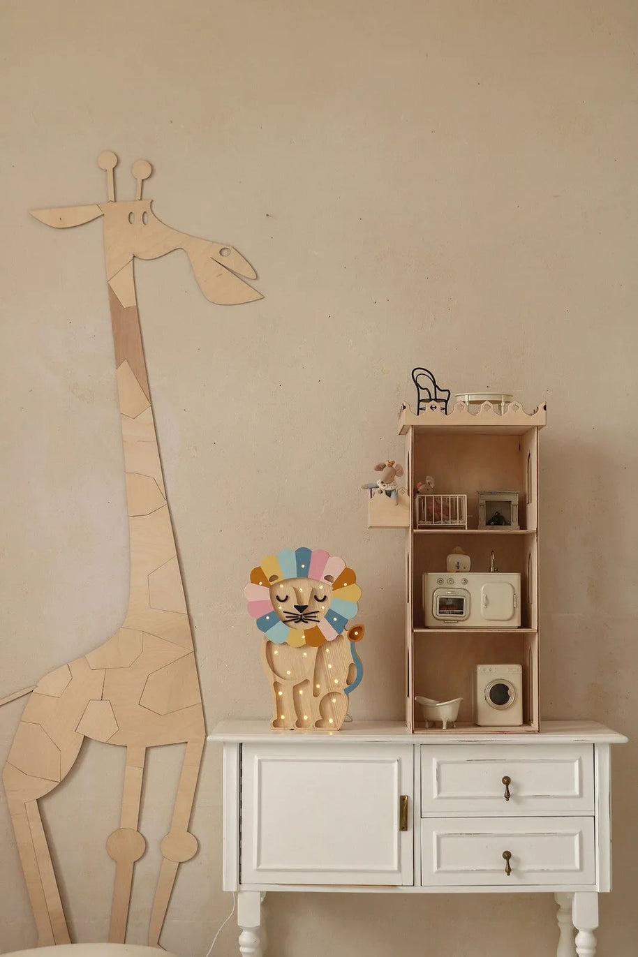 Cut It Now Houten Wanddecoratie Safari Giraffe decoratie voor kinderkamerwand