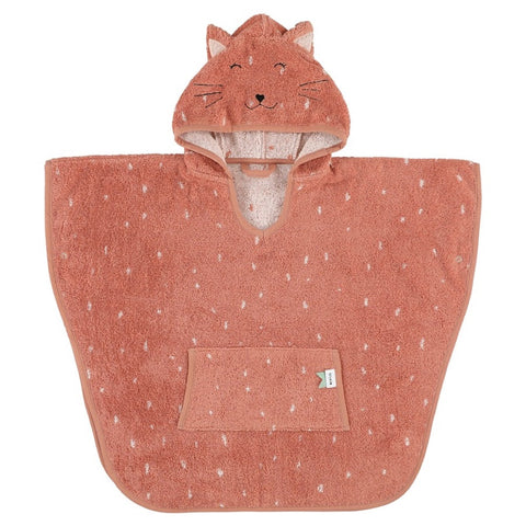 Trixie Bad Poncho voor Kids Mrs Cat 2-4 jaar van zachte biologische badstof met capuchon