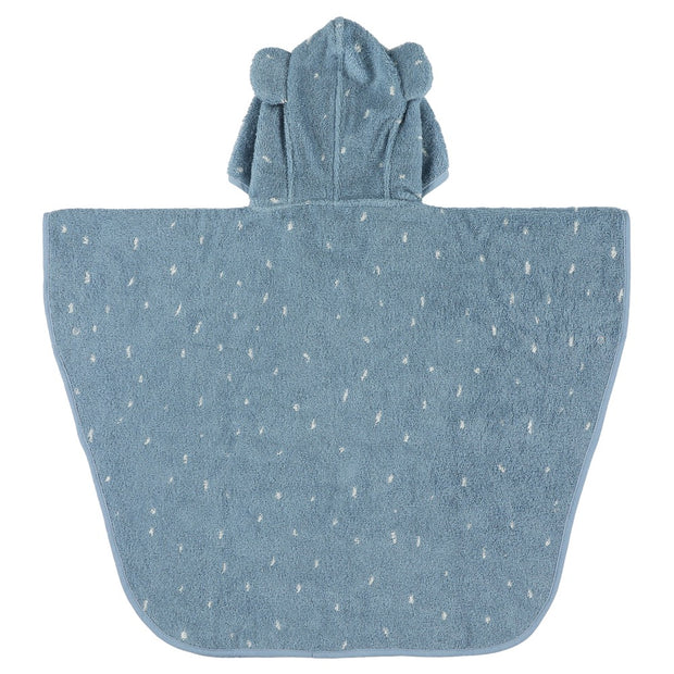 Bad Poncho - Mrs. Elephant blauwe kinderponcho met kap en oorvormige details
