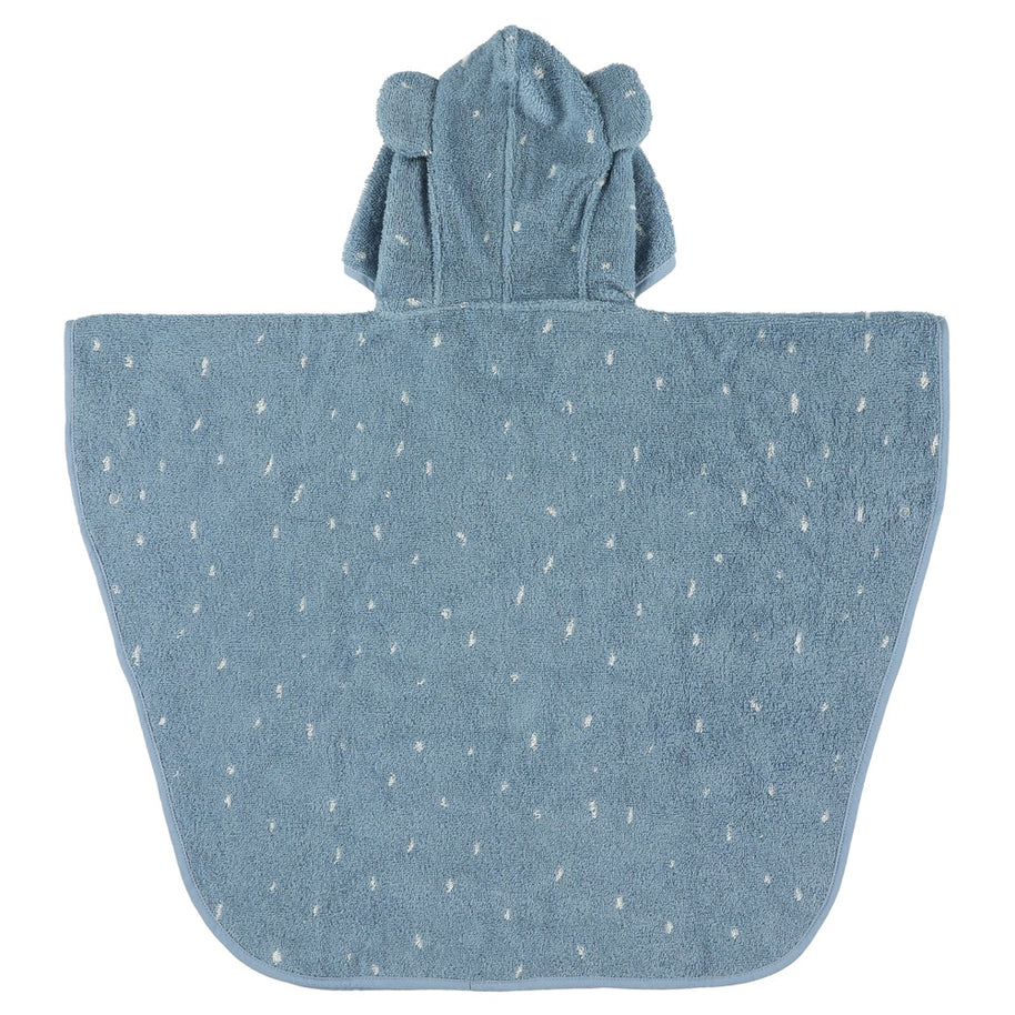 Bad Poncho - Mrs. Elephant blauwe kinderponcho met kap en oorvormige details