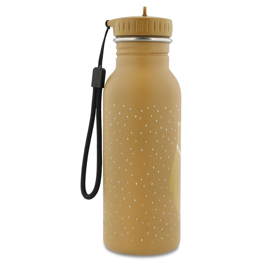 Drinkfles Mr. Bear - 500 ml met slimme draaglus en beige ontwerp met stippenleer