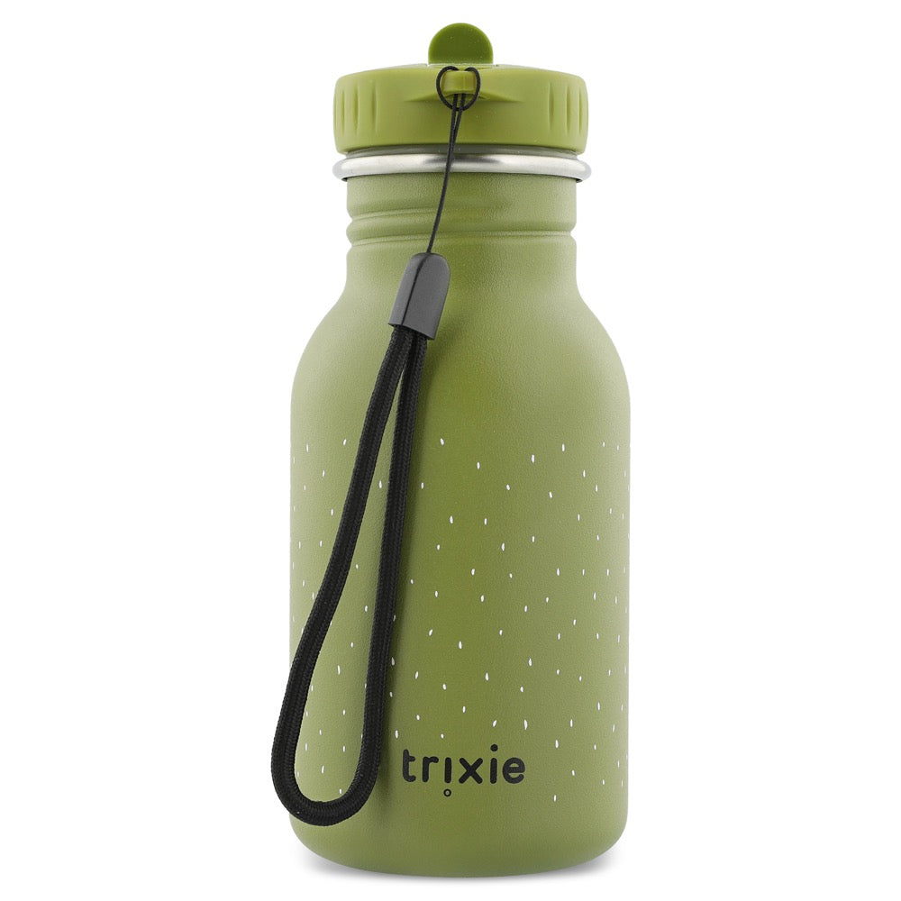Drinkfles Mr. Dino - 350 ml groene fles met draagriem en Trixie logo voor onderweg