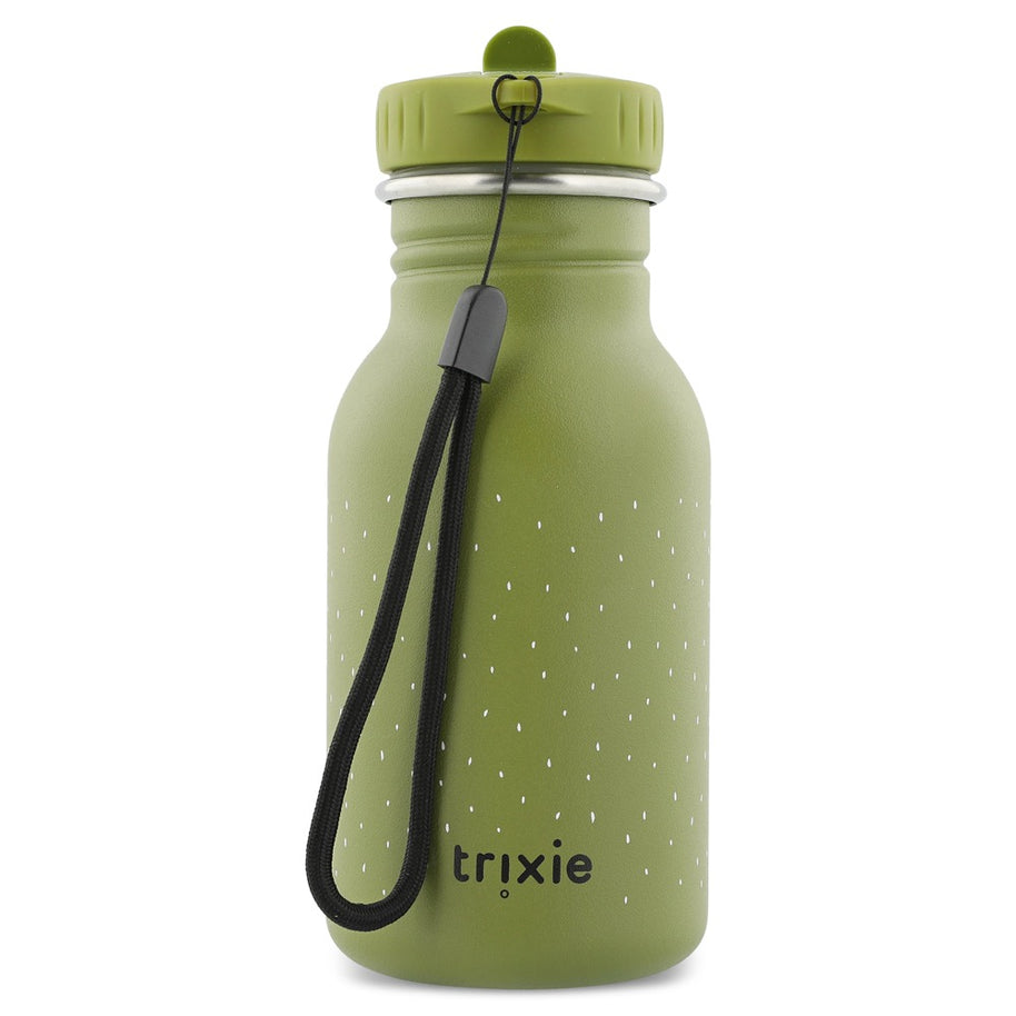 Drinkfles Mr. Dino - 350 ml groene fles met draagriem en Trixie logo voor onderweg