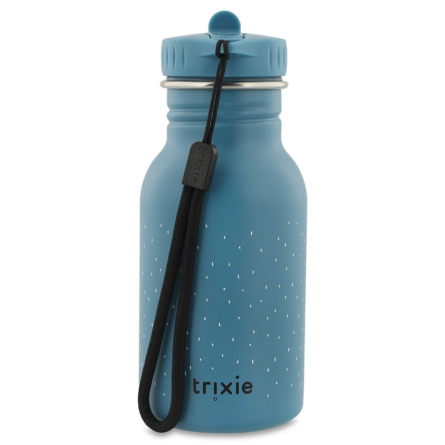 Drinkfles Mr. Triceratops - 350 ml in blauw met draagriem en strak design voor kinderen