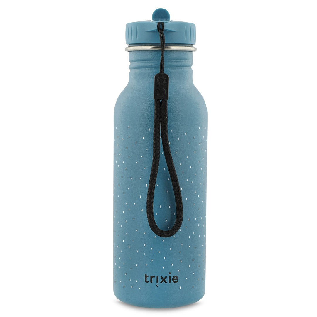 Drinkfles Mr. Triceratops - 500 ml in blauw met handig draagkoord en minimalistisch design