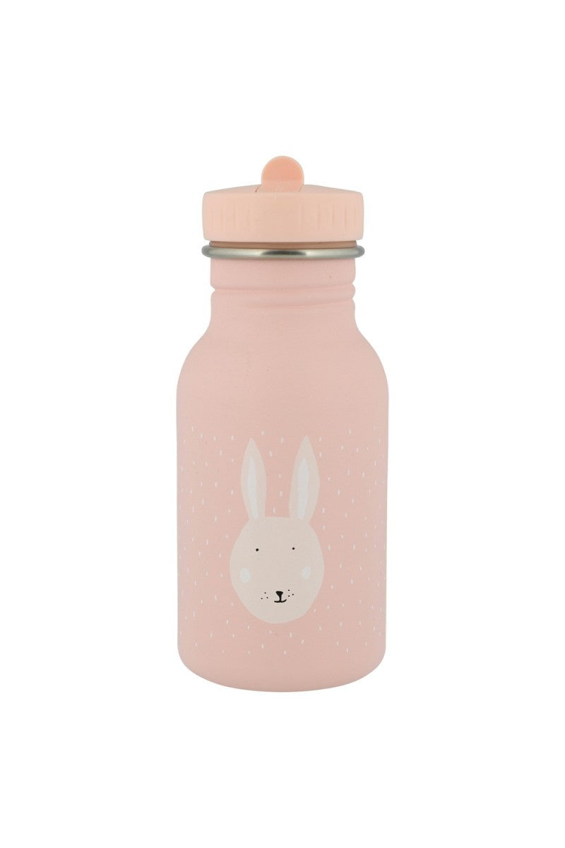 Roze duurzame Trixie Drinkfles Mrs Bunny 350 ml met schattige konijnenprint voor kinderen