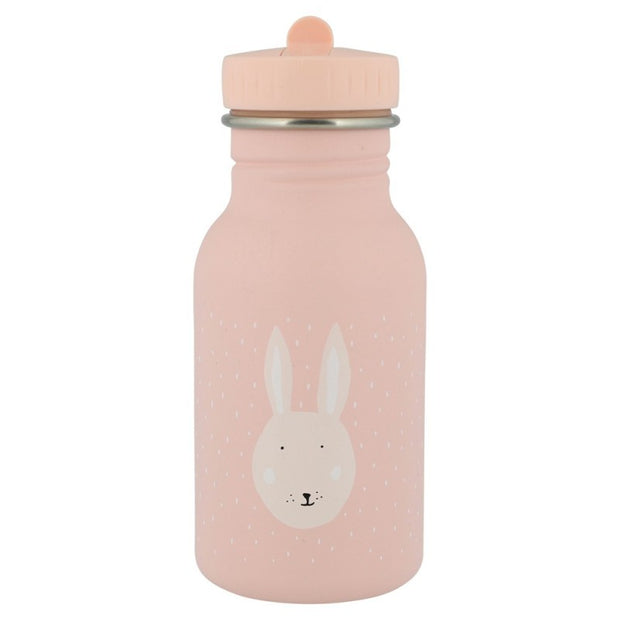 Roze duurzame Trixie Drinkfles Mrs Bunny 350 ml met schattige konijnenprint voor kinderen
