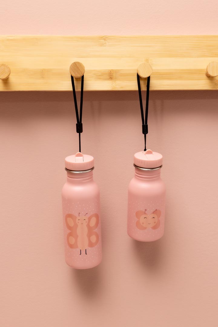 Trixie Drinkfles Mrs Butterfly 350 ml roze met kindvriendelijk vlinder design hangt aan haak