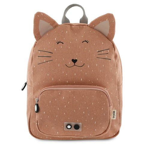 Trixie Schooltas Mrs Cat in warmbruine kleur met kattengezicht en oren voor kinderen