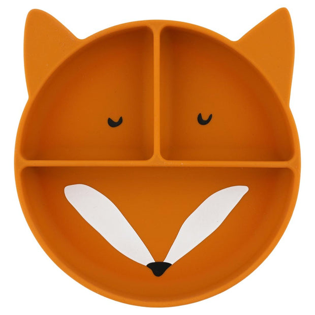 Trixie Siliconen Verdeel Bord Mr Fox met drie vakken en vrolijk vosjesdesign