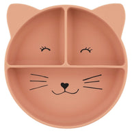 Trixie Siliconen Verdeel Bord Mrs Cat met drie vakken en zuignap in vrolijk katten ontwerp