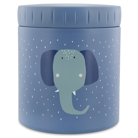 Trixie Thermos lunchpot 500ml Mrs. Elephant blauw met vrolijke olifantenprint