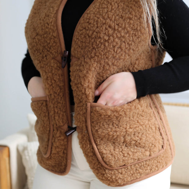 Merino wollen bodywarmer volwassenen - Donkerbruin