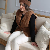 Merino wollen bodywarmer volwassenen - Donkerbruin