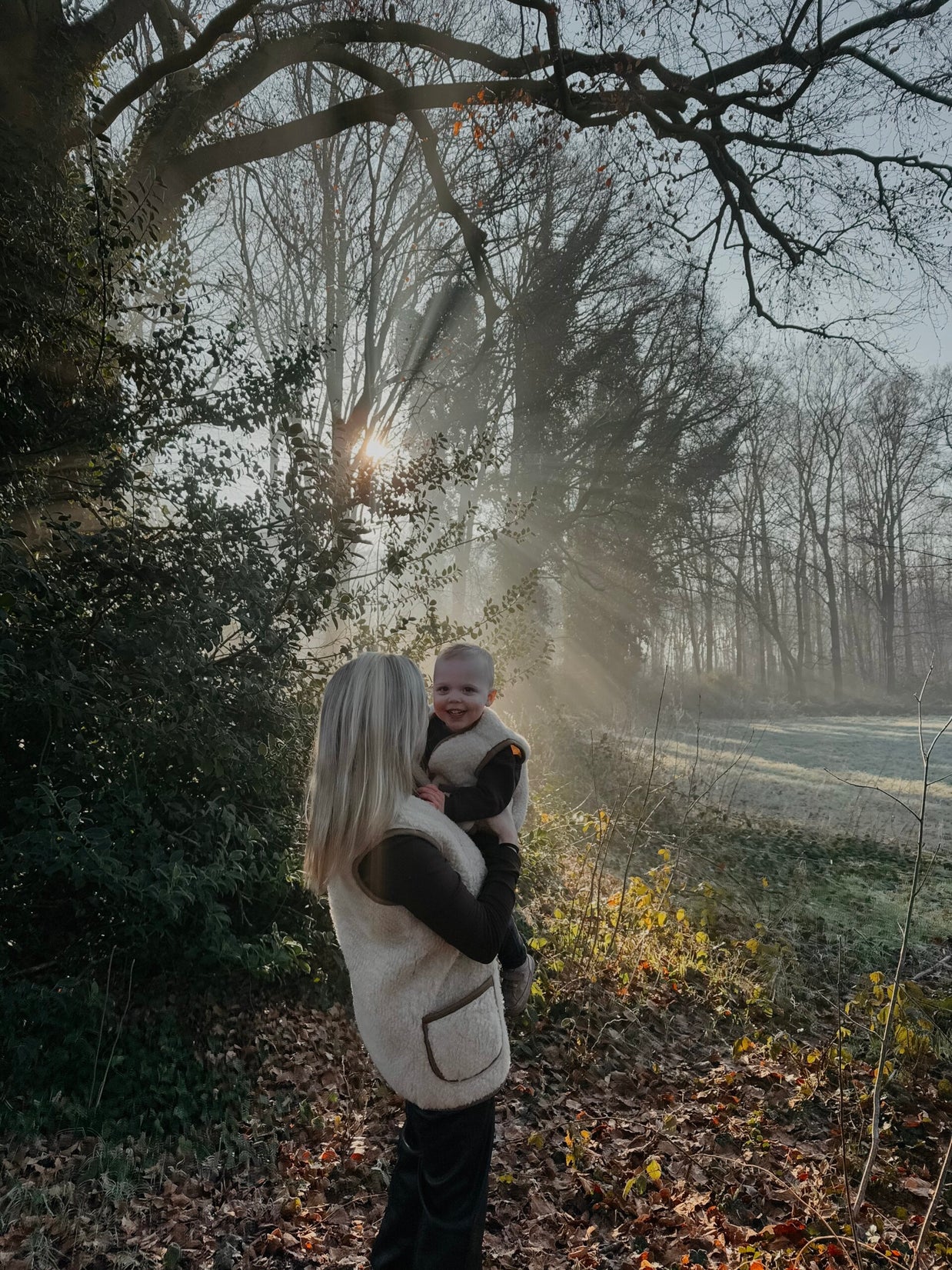 Merino wollen bodywarmer volwassenen met houten touwtjes