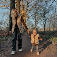 Merino wollen bodywarmer volwassenen met houten touwtjes