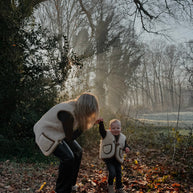 Merino wollen bodywarmer volwassenen met houten touwtjes