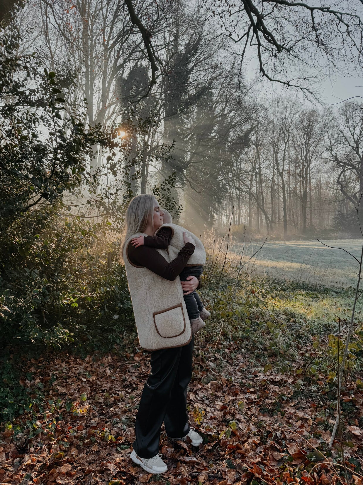 Merino wollen bodywarmer volwassenen met houten touwtjes